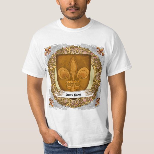 Fleur de Lis Family Crest Achternaam T-shirt (Voorkant)