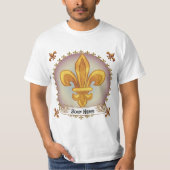 Fleur de Lis Family Crest Achternaam T-shirt (Voorkant)