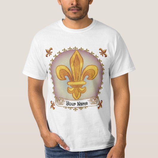 Fleur de Lis Family Crest Achternaam T-shirt (Voorkant)
