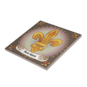 Fleur de Lis Family Crest Achternaam Tegeltje (Zijkant)