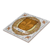 Fleur de Lis Family Crest Achternaam Tegeltje (Zijkant)