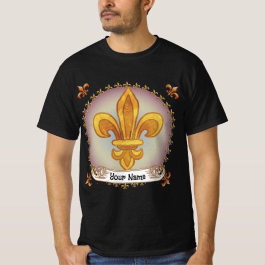 Fleur De Lis Family Crest Surname T-shirt (Voorkant)