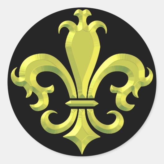 Fleur de LIs Fancy Gold New Orleans Ronde Sticker (Voorkant)