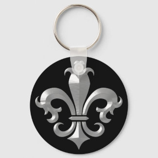 Fleur De LI's Fancy Zilver Bevel Zacht Klassiek Sleutelhanger