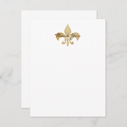 Fleur de Lis Flat - Hartelijk dank Bedankkaart (Voorkant / Achterkant)