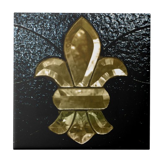 Fleur De Lis Flor New Orleans Gold Black Tegeltje (Voorkant)