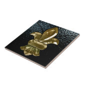 Fleur De Lis Flor New Orleans Gold Black Tegeltje (Zijkant)