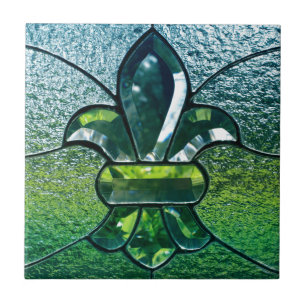 Fleur De Lis Flor New Orleans Green Sparkle Tegeltje