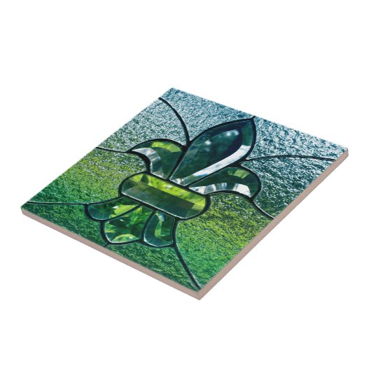 Fleur De Lis Flor New Orleans Green Sparkle Tegeltje (Zijkant)