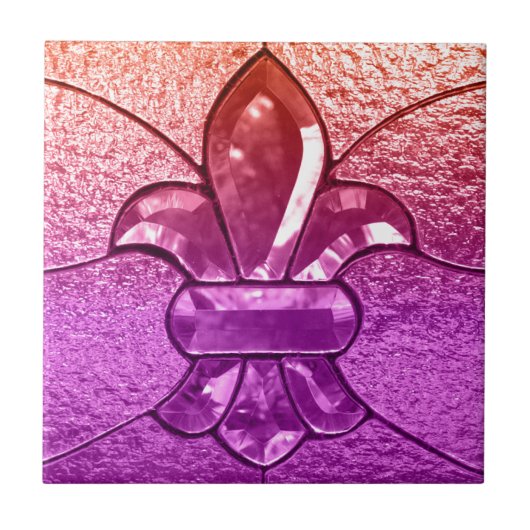 Fleur De Lis Flor New Orleans Jewel Glass Tegeltje (Voorkant)