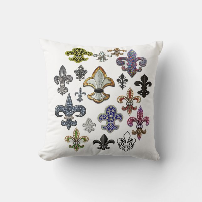 Fleur De Lis Flor New Orleans Jewel Pillow Kussen (Voorkant)