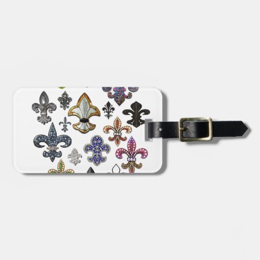 Fleur De Lis Flor New Orleans Jewel Sparkle Bagagelabel (Voorkant horizontaal)