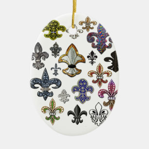 Fleur De Lis Flor New Orleans Jewel Sparkle Keramisch Ornament