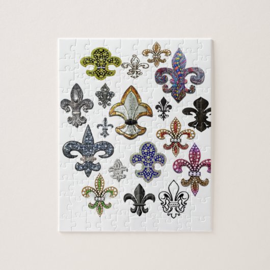 Fleur De Lis Flor New Orleans Jewel Sparkle Legpuzzel (Verticaal)