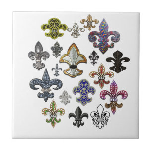 Fleur De Lis Flor New Orleans Jewel Sparkle Tegeltje