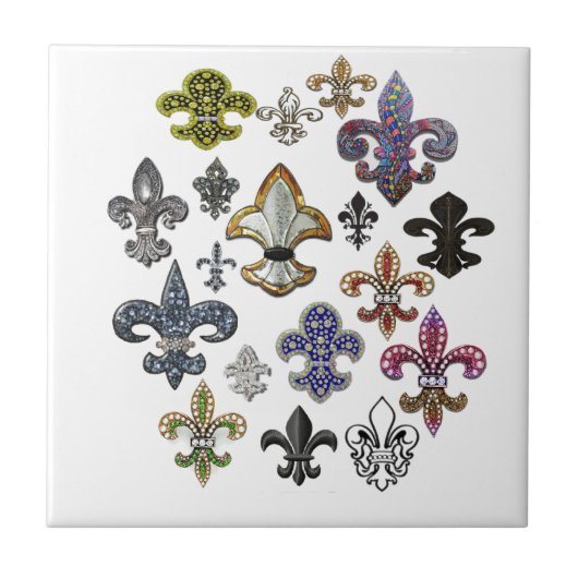 Fleur De Lis Flor New Orleans Jewel Sparkle Tegeltje (Voorkant)