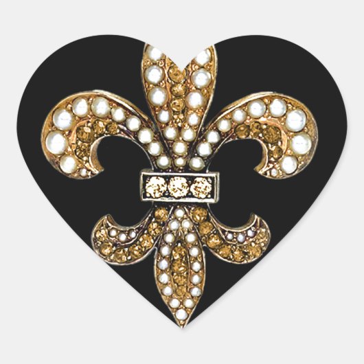 Fleur De Lis Flor New Orleans past goud aan Hart Sticker (Voorkant)
