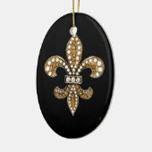 Fleur De Lis Flor New Orleans past goud aan Keramisch Ornament (Links)