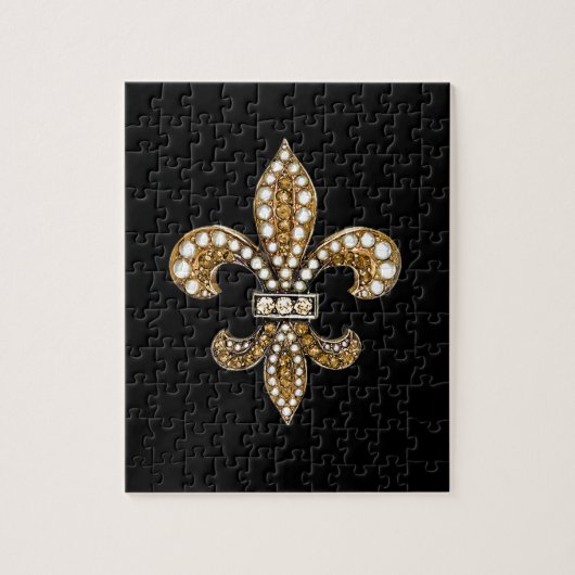 Fleur De Lis Flor New Orleans past goud aan Legpuzzel (Verticaal)