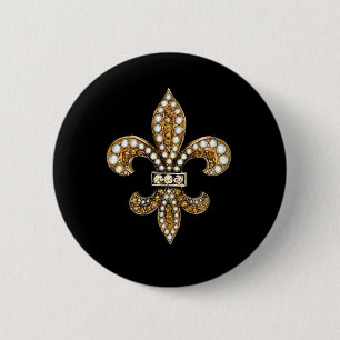Fleur De Lis Flor New Orleans past goud aan Ronde Button 5,7 Cm