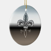Fleur De Lis Flor New Orleans Silver Black Keramisch Ornament (Rechts)