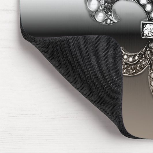 Fleur De Lis Flor New Orleans Silver Black Muismat (Hoek)