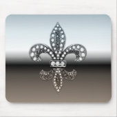 Fleur De Lis Flor New Orleans Silver Black Muismat (Voorkant)