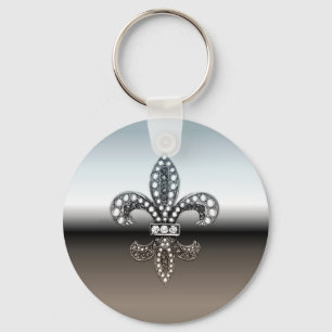 Fleur De Lis Flor New Orleans Silver Black Sleutelhanger