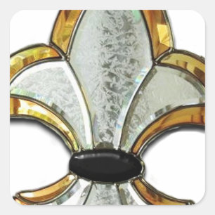 Fleur de Lis Flor Symbool Logo Bruin New Orleans Vierkante Sticker