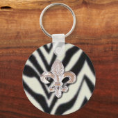 Fleur De Lis Flor Zebra Print Sleutelhanger (Voorkant)
