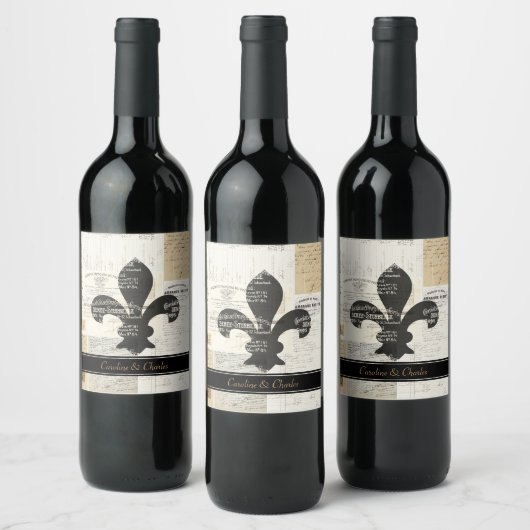 Fleur de Lis  Frans bruiloft flesetiket Wijn Etiket (Flessen)