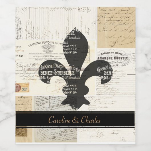 Fleur de Lis  Frans bruiloft flesetiket Wijn Etiket (Enkel label)