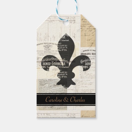 Fleur de Lis  Frans Huwelijkscadeau Label Cadeaulabel (Voorkant)