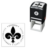 Fleur-de-lis Frans retourlabel Zelfinktende Stempel (In situ)