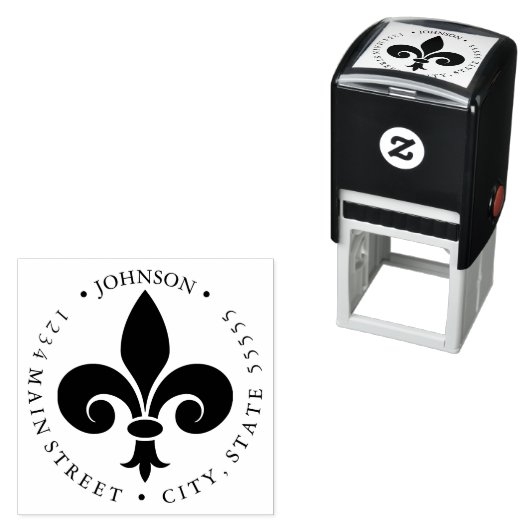 Fleur-de-lis Frans retourlabel Zelfinktende Stempel (In situ)