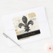 Fleur de Lis Franse trouwstickers Vierkante Sticker (Envelop)