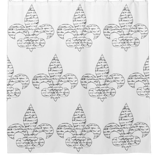 Fleur de Lis French Script Douchegordijn (Voorkant)