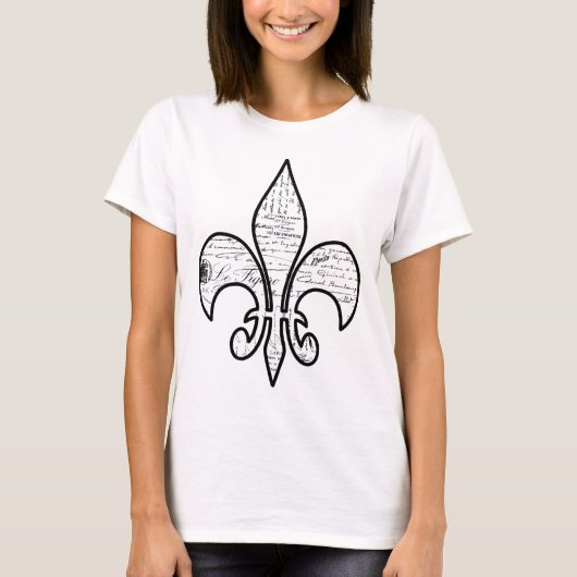 Fleur de Lis French Script Words Paris T-shirt (Voorkant)