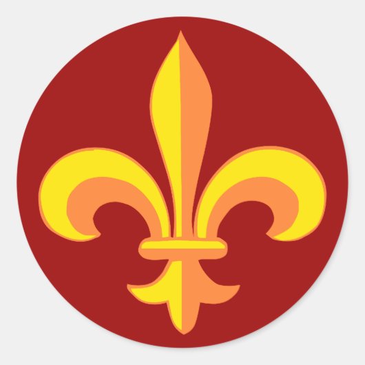 Fleur De Lis gelb yellow Ronde Sticker (Voorkant)