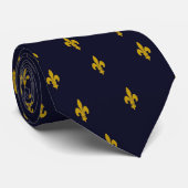 Fleur de Lis gele diagonaal Stropdas (Opgerold)