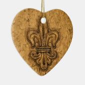 Fleur de Lis | Gepersonaliseerd kerstfeest Keramisch Ornament (Rechts)