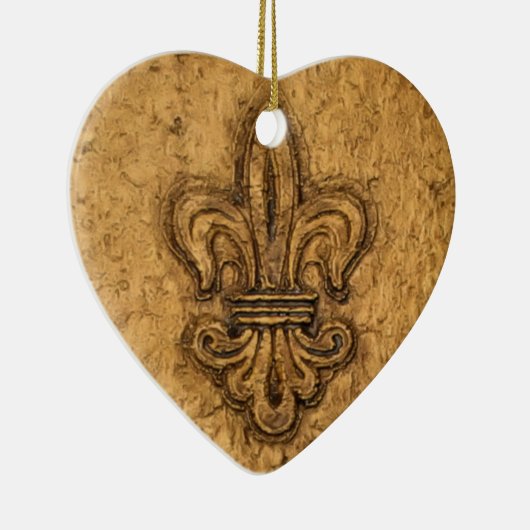 Fleur de Lis | Gepersonaliseerd kerstfeest Keramisch Ornament (Rechts)