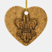 Fleur de Lis | Gepersonaliseerd kerstfeest Keramisch Ornament (Voorkant)