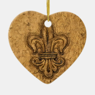 Fleur de Lis   Gepersonaliseerd kerstfeest Keramisch Ornament