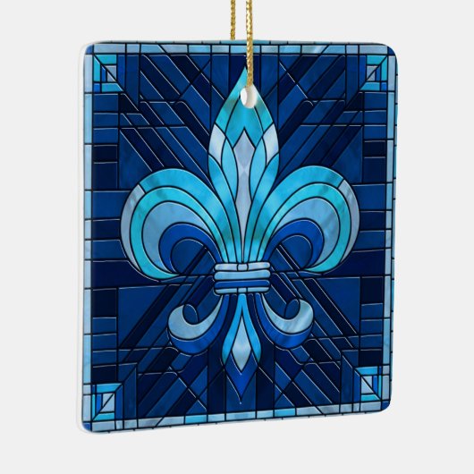 Fleur-de-lis - Glas in lood mozaïekkunst Keramisch Ornament (Rechts)