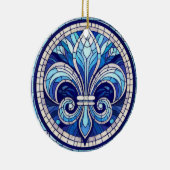 Fleur-de-lis - Glas in lood mozaïekkunst Keramisch Ornament (Rechts)