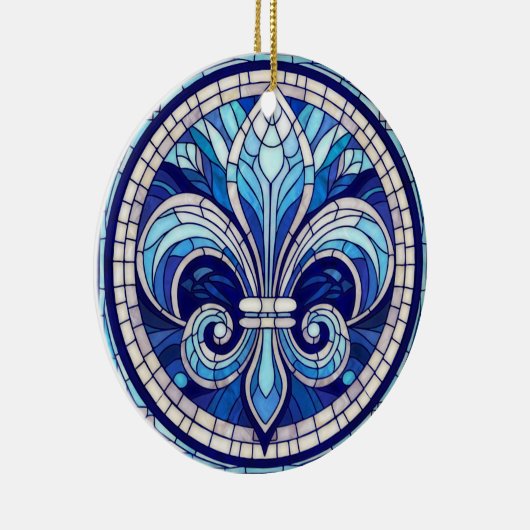 Fleur-de-lis - Glas in lood mozaïekkunst Keramisch Ornament (Rechts)