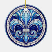 Fleur-de-lis - Glas in lood mozaïekkunst Keramisch Ornament (Achterkant)