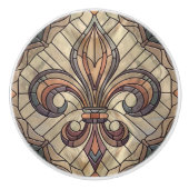 Fleur-de-lis - Glas in lood mozaïekkunst Keramische Knop (Voorkant)