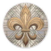 Fleur-de-lis - Glas in lood mozaïekkunst Keramische Knop (Voorkant)